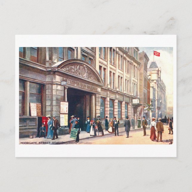 Vintage Moorgate Street Station (London) Vykort (Framsida)
