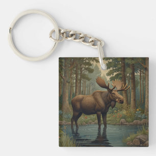 Vintage moose boho woodland forest greenery