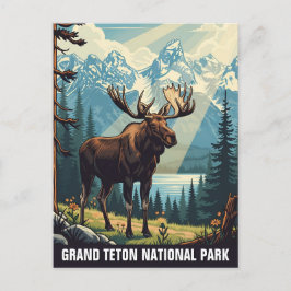 Vintage Moose i Grand Teton nationalpark Vykort