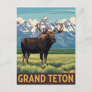 Vintage Moose i Grand Teton nationalpark Vykort