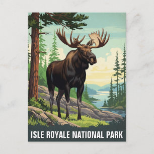 Vintage Moose i Isle Royale nationalpark Vykort