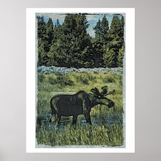 Vintage Moose Photo Poster (Framsidan)