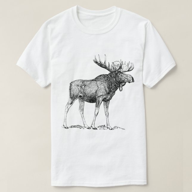 Vintage Moose Wildlife Engraving Art T Shirt (Design framsida)