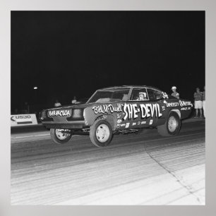 Vintage Mopar Drag - Cuda - Hon-Djävulen Poster