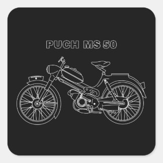Vintage Moped PUCH MS 50 Fyrkantigt Klistermärke