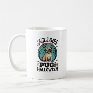 Vintage Mops Halloween Flicka Hund Älskare T-Shirt Kaffemugg