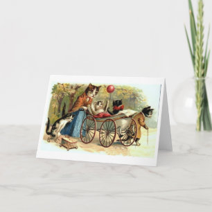 Vintage Mor Cat och Kittens Mors dag Card Kort