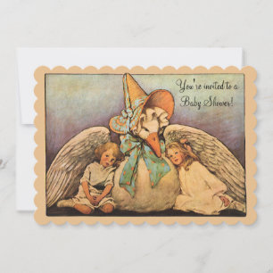 Vintage Mor Goose Children Twillingar Baby Shower Inbjudningar