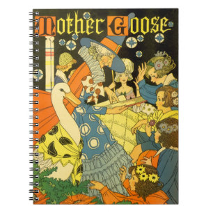 Vintage Mor Goose Läsa Bok till barn Anteckningsbok Med Spiral