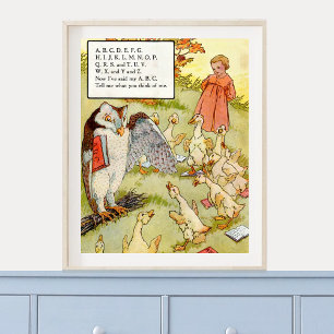 Vintage Mor Goose Nursery Rhyme ABC's Nursery Poster