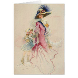 Vintage Mor och barn Hälsningskort