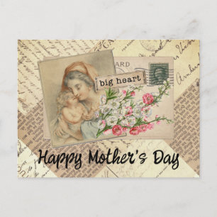 Vintage Mor och Child Flowers Collage Vykort