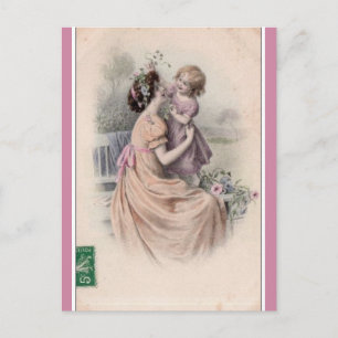 Vintage Mor och dotter Vykort