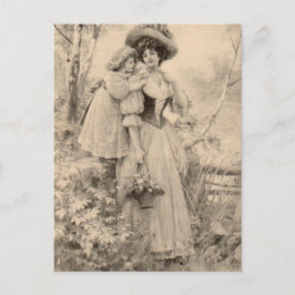 Vintage Mor och dotter Vykort