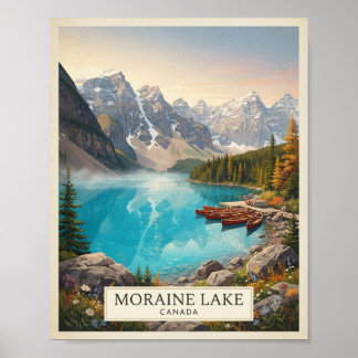 Vintage Moraine Lake Kanada Resemålning Affisch |