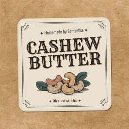 Vintage Mördegsetikett för Cashewnötter Fyrkantigt Klistermärke