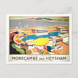 Vintage Morecambe och Heysham-resor Poster Vykort