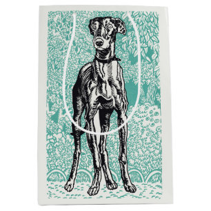 Vintage Moriz Jung Greyhound Art Turkos Bakgrund