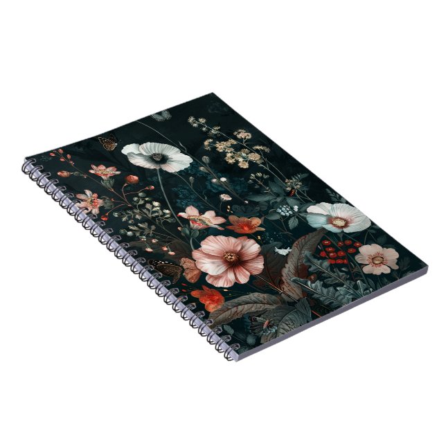 Vintage Mörk Akademi Vildblomma Botanisk Anteckningsbok (Högra Sidan)
