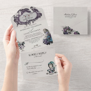 Vintage Mörk Alice i Wonderland Bröllop