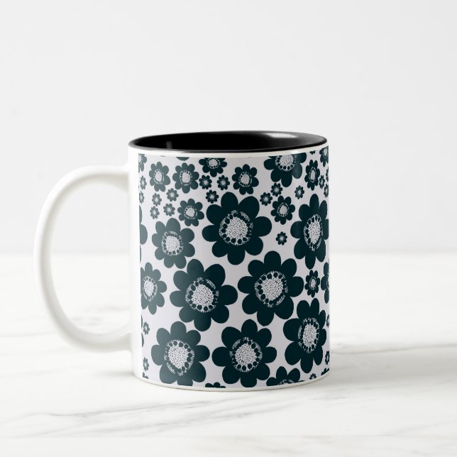 Vintage mörk-blomman mönster-kaffe mugg (Vänster)