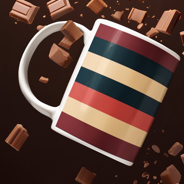 Vintage Mörk Brown och Grönt Rand Kaffemugg (Mugs and cups)