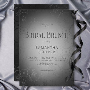 Vintage Mörk Gothic Black Damask Möhippa Brunch Inbjudningar