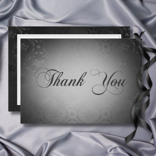 Vintage Mörk Gothic Black Damask Wedding Tack Kort