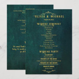 Vintage Mörk grönt Bröllop Program