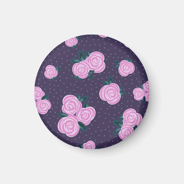 Vintage mörka lila blommor magnet (Framsidan)