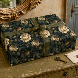 Vintage Mörka Peony Botaniska Blommor Presentpapper