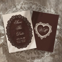 Vintage Mörkbrun Spets Oval Doily Bröllop