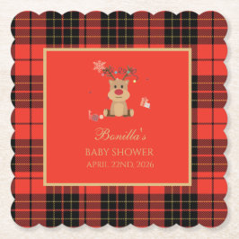 Vintage mörkröd baby shower-papper coaster underlägg papper