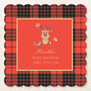 Vintage mörkröd baby shower-papper coaster underlägg papper
