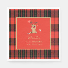Vintage mörkröda babyshowservetter pappersservett