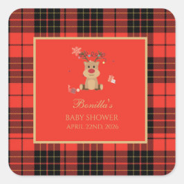 Vintage mörkröda nappduk för baby shower fyrkantigt klistermärke