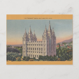 Vintage Mormon Temple Salt Sjö City Utah Postcard Vykort