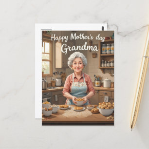 Vintage Mormor Bakning Mors Dag Retro Vykort