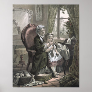 Vintage mormor Teaching Kitting to Granddotter Poster