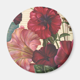 Vintage Morning Glory-blommor i trädgården Magnet