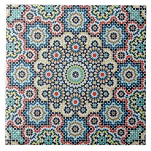 Vintage Moroccan Blue & Teal Mönster Kakelplatta