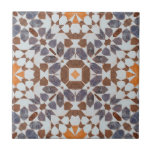 Vintage Moroccan Mosaic Orange Blue Ceramic Tile Kakelplatta<br><div class="desc">En plågad marockansk mosaikmålad mönster-damm i stil vintage. Organiska penseldrag och ångest tvättar för ett jordnära stil och en antika känsla. Orangens blå nyanser.</div>
