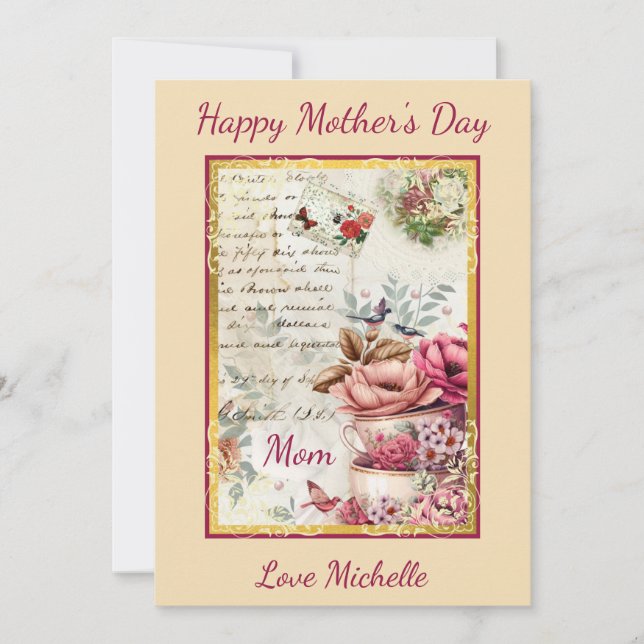 Vintage Mors Dag-kollage Kort (Framsida)