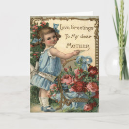 Vintage Mors dag-kort med Cute Mor Dikt Kort