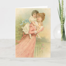 Vintage Mors dag Mor och barn Kort
