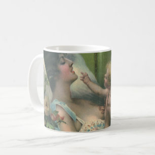 Vintage Mors dag, viktoriansk mamma med bebis Kaffemugg