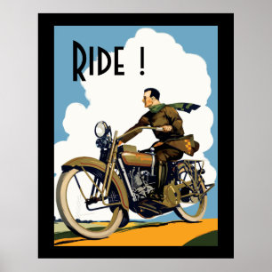 Vintage Mortorcycle - Ride! Poster