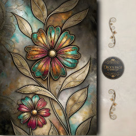 Vintage mosaik blomsterdecoupage