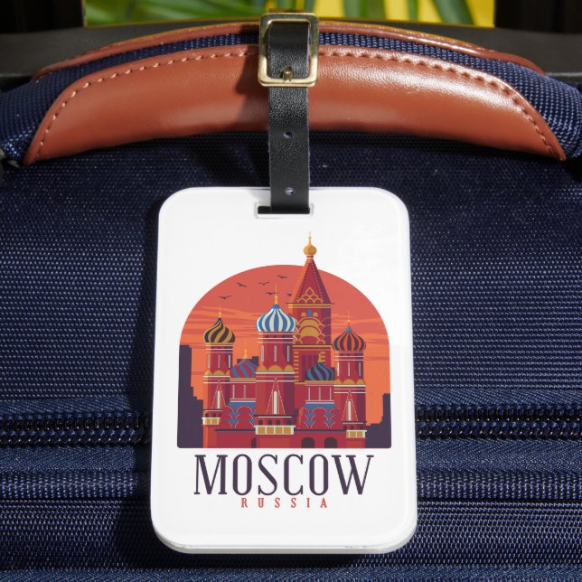 Vintage Moskva Ryssland Kremlin Skyline Bagagebricka (Framsida Insitu 2)