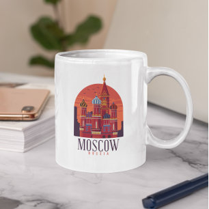 Vintage Moskva Ryssland Kremlin Skyline Kaffemugg